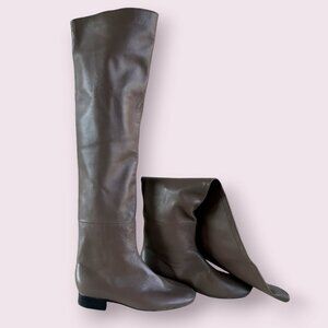 Leather Long Boot, Brown Leather Boots for Girls, Designer Shoes, SIZE 7.0